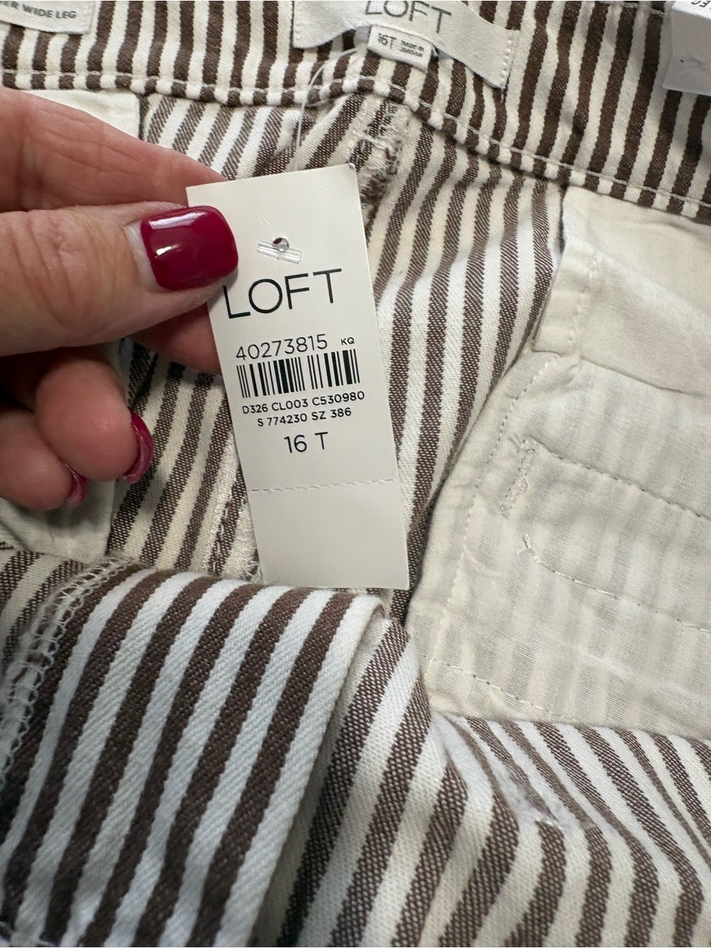 NWT Loft Palmer Wide Leg Crop Pants in Brown Stripe Size 16T - Picture 11 of 16